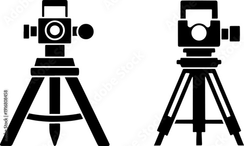 Survey Tripod Theodolite Icon Set