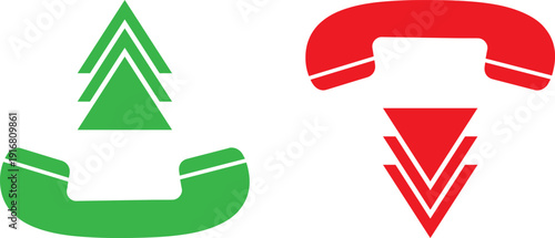 Green and red phone icons with arrows for communication concepts