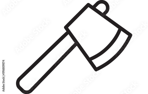 Axe icon in bold black outline, simple vector illustration of hatchet tool for lumberjack, camping, woodworking, carpentry and construction isolated on white