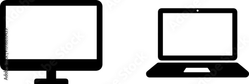 Modern computer monitor and laptop with blank screens