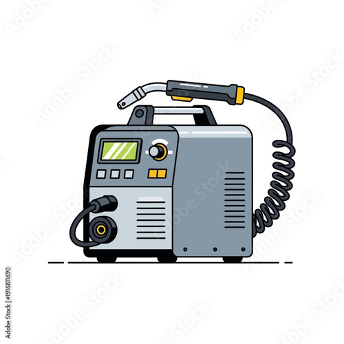 Welding Machine Icon: Modern MIG Welder Equipment Illustration