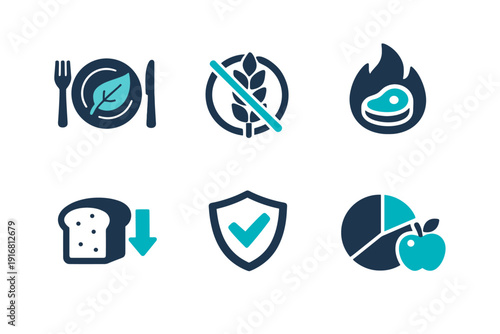Vector allergy grain shield numbers white icons dietary icon letters nutrition clean