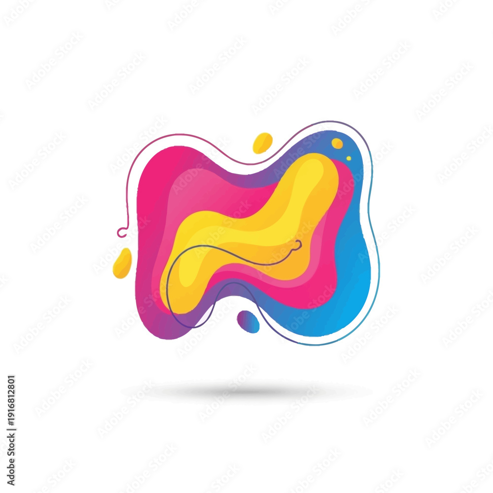 Fototapeta premium dynamic splash of bright color powder forming smooth organic shape, vibrant pink, yellow, and blue palette