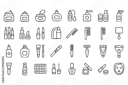 Facial Care and Grooming Monochrome Symbols