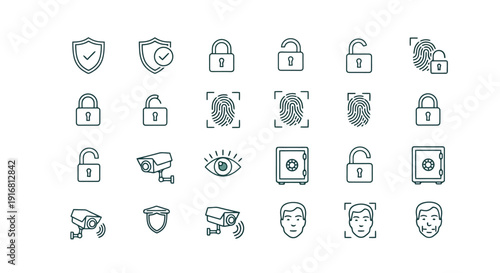 Collection of Security and Surveillance Icons.