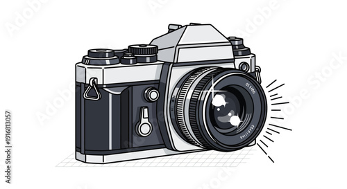 Vintage Camera Illustration Capturing Timeless Photography Moments.