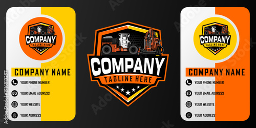 heavy equipment mining logo template with excavator for company