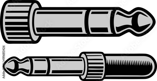 Audio jack and plug connectors for sound equipment illustration