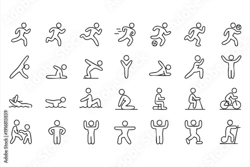 Cardio and Strength Training Minimal Line Icons