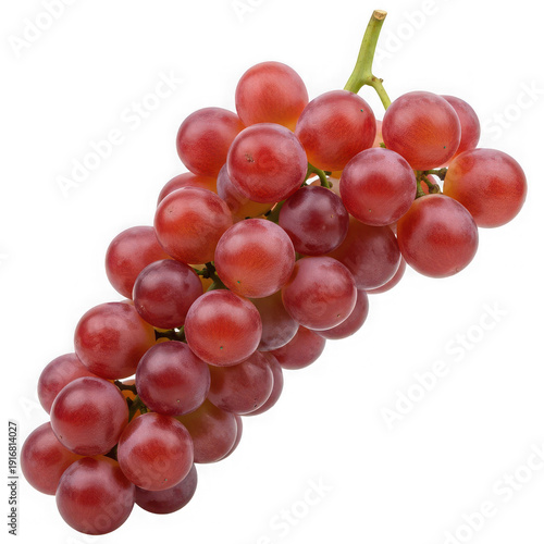A cluster of red grapes on a white background
