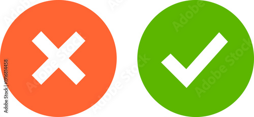 Correct and incorrect symbols for approval and rejection