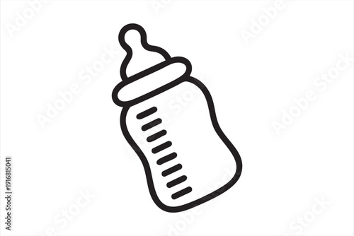 Black and White Baby Bottle Infant Feeding Icon