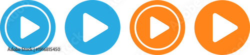 Play button icons in blue and orange for media and technology use