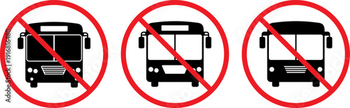 No buses allowed signs with red prohibition symbols