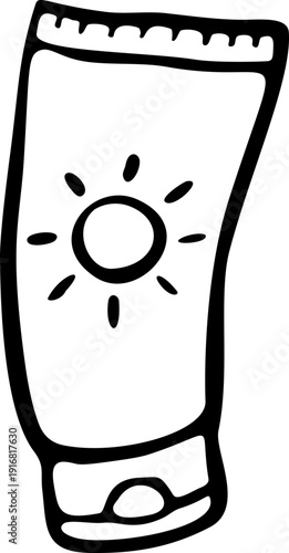 Sunscreen Tube Doodle Hand Drawn
