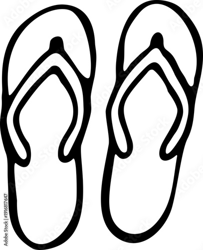 Flip Flops Hand Drawn Outline