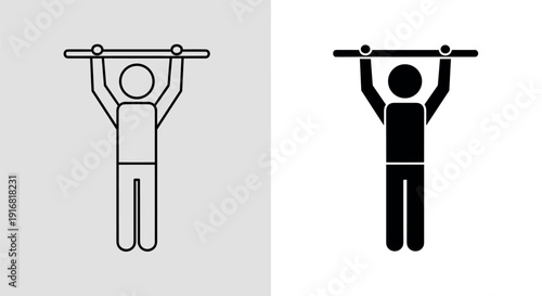 A simple illustration of a person doing pull-ups in a fitness setting