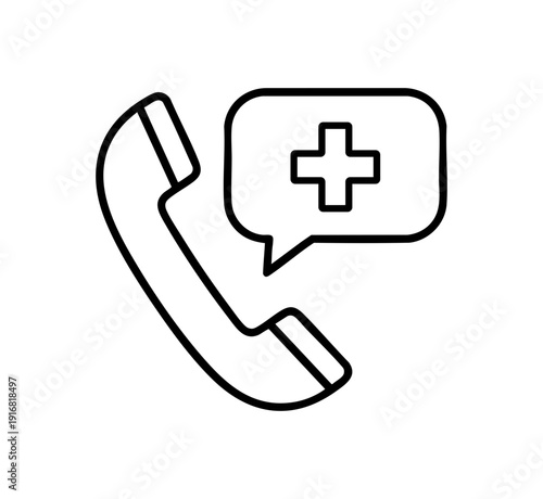 Emergency Phone Call Icon Vector Illustration – SOS Contact, Emergency Communication, Help Call and Medical Assistance Symbol
