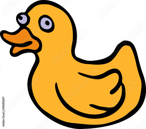 Cartoon Rubber Duck Hand Drawn
