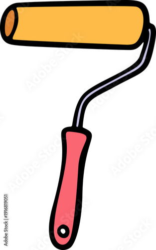 Paint Roller Doodle Hand Drawn