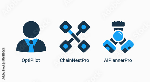 AI-Powered Optimization, Drone Technology, and Planning Icons for Smart Automation Solutions