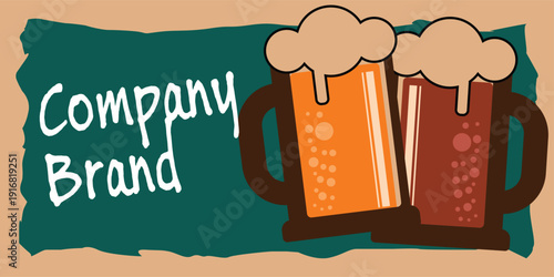 Corporate identity featuring two mugs of beverages and a chalkboard style message for promotional marketing and branding