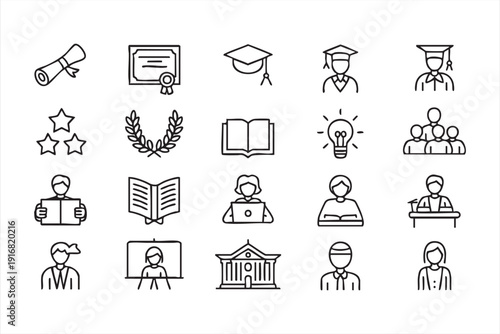 School and University Learning Vector Icons