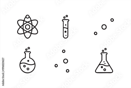 Atom and Laboratory Flask Purple Gradient Icons