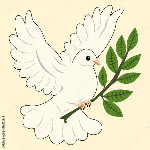 Peace Dove and Olive Branch Premium Vector Illustration