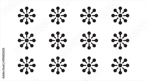 Medical biology and molecular monochrome symbol set