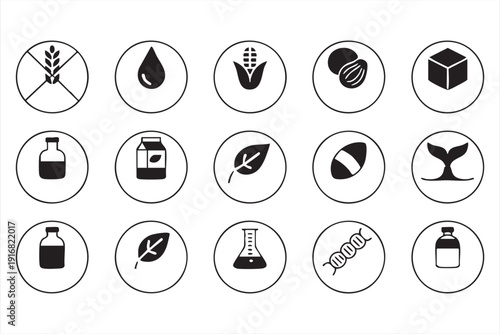Healthy Lifestyle Food Icons for Product Packaging Design