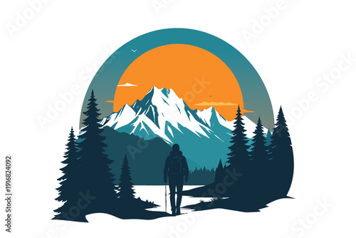 Forest Adventure Illustration with House Camping Trees and Nature Elements