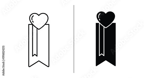 Heart ribbon icon set