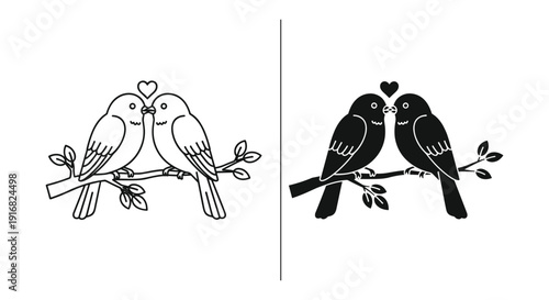 Lovebirds perched on a branch