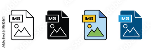 Image file icon vector set. IMG document symbol for digital photography, graphic design assets, and gallery management. Vector Illustration.