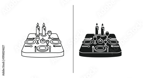 Stove top comparison outline and filled