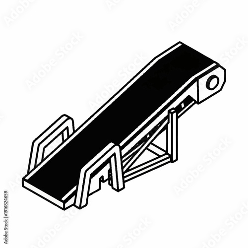 Black skateboard ramp with metal supports and handles.