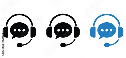 Customer Support Assistance Icon Vector Set, Professional Customer Service Technical Support Call Center Hotline Staff Agent Symbols In Minimal Line And Flat Design For Digital Applications And 