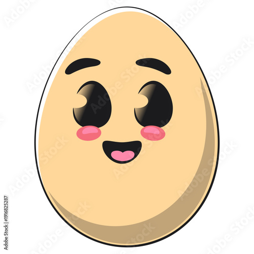 cute egg mascot character isolated vector illustration, work of hand drawn