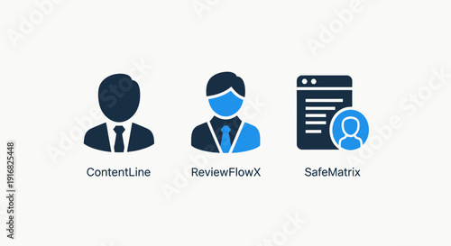 Modern flat icons representing user profiles and data management concepts for business and technology