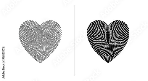 Heart-shaped fingerprints on a white background