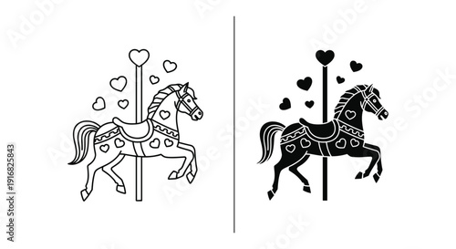 Carousel horse illustration set