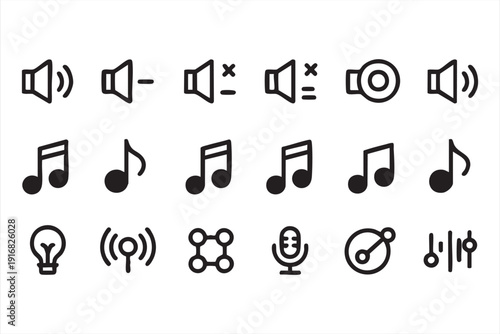 Sound Wave and Broadcast Control Vector Icons