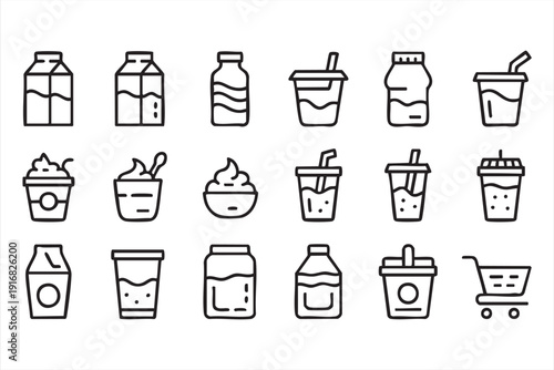 Beverage and Dessert Packaging Outline Icon Collection