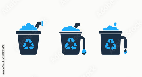 Sustainable Recycling Icons for Waste Management, Environmental Protection, and Eco-Friendly Practices