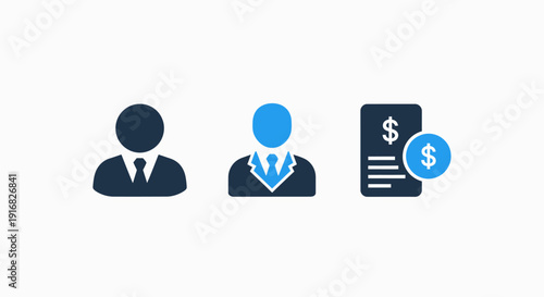 Business Professionals and Financial Accounting Document Icon for Sales, Invoice, and Corporate Finance Management