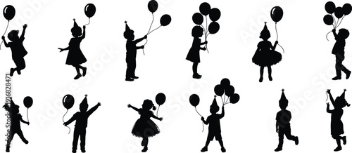 Set of vector silhouettes of people including men women and childSet of vector silhouettes of people and animals including cats dogs birds bats and bears in black cartoon style isolated for design use