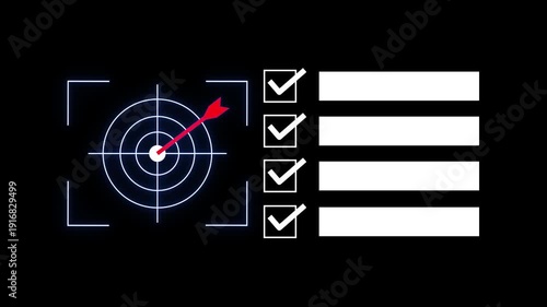 business goal setting and task management concept with a list of tick check marks.