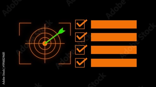 business goal setting and task management concept with a list of tick check marks.