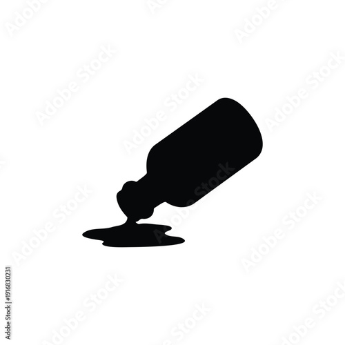 Poison bottle spilled silhouette icon vector flat design.